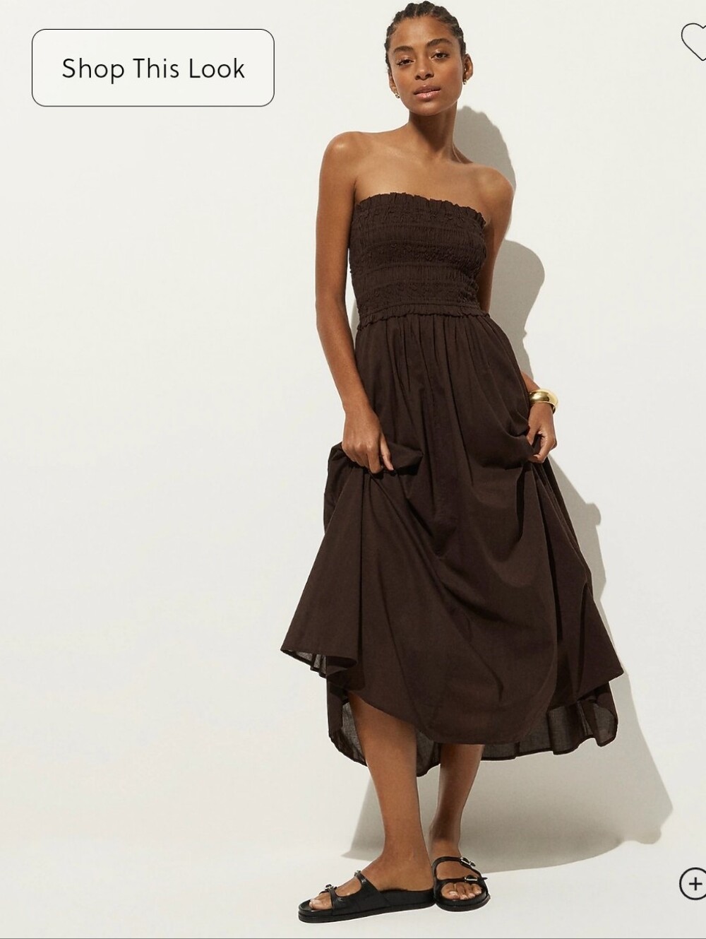 NWT J.Crew Women's Smocked maxi dress in cotton voile Sz M $148 Brown